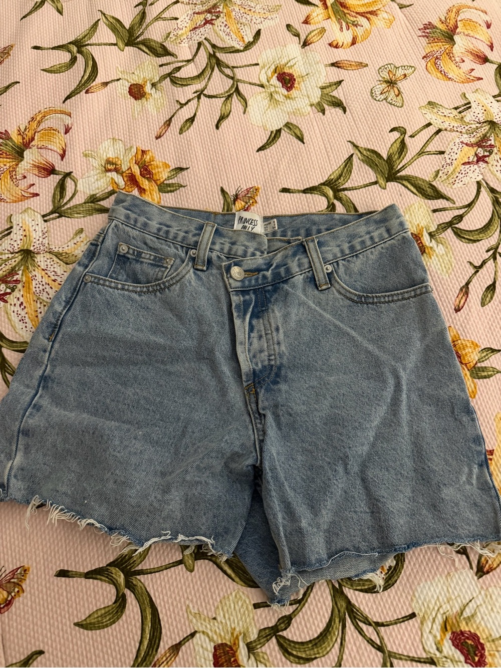 Princess Polly Light Blue High-Rise Denim Shorts